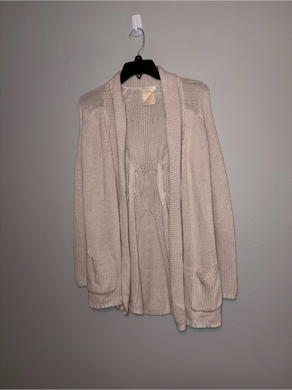Matty M Cardigan Sweater with Pockets on Front and Decorative Back Size M